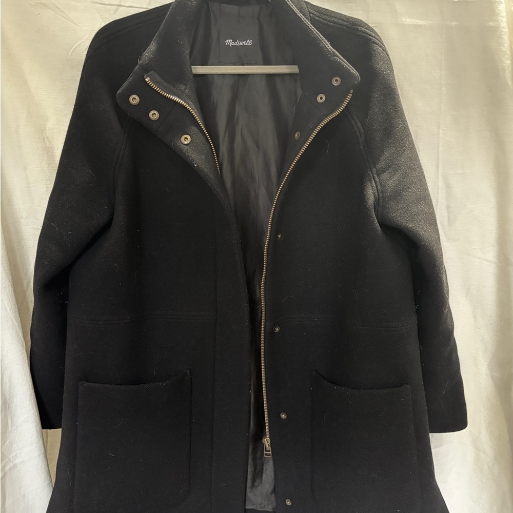 Madewell Black Trench Coat with Gold Accents